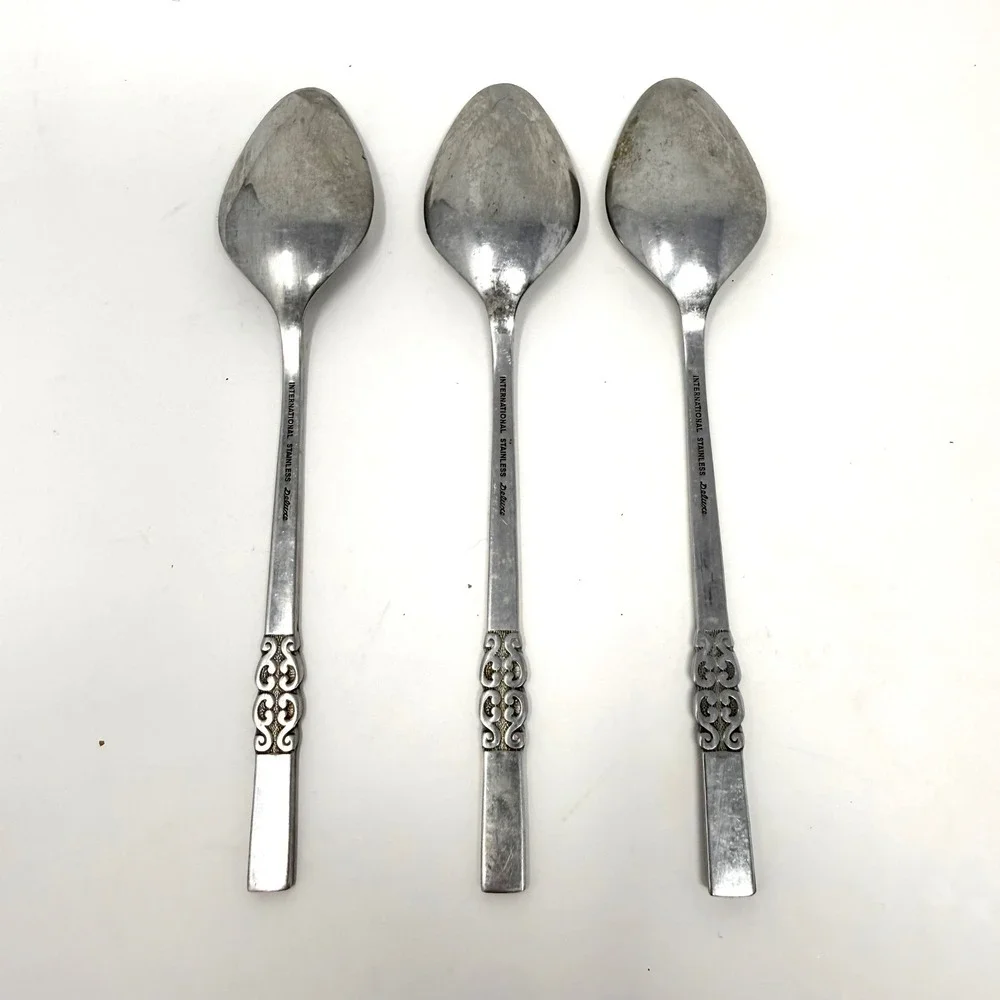 International Stainless Deluxe Danish Scroll Tablespoons Set of 3 Spoons 7.25 in